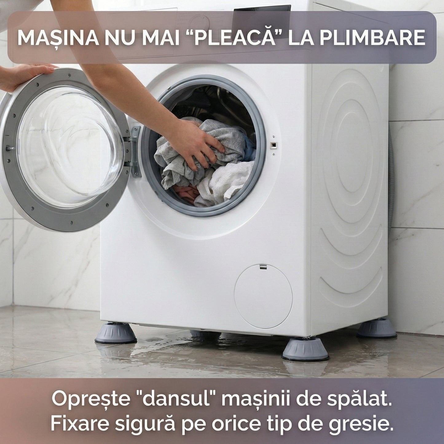 Set 4 Piciorușe Antivibrație Universale pentru Mașina de Spălat, Reducere Zgomot și Protecție Podea