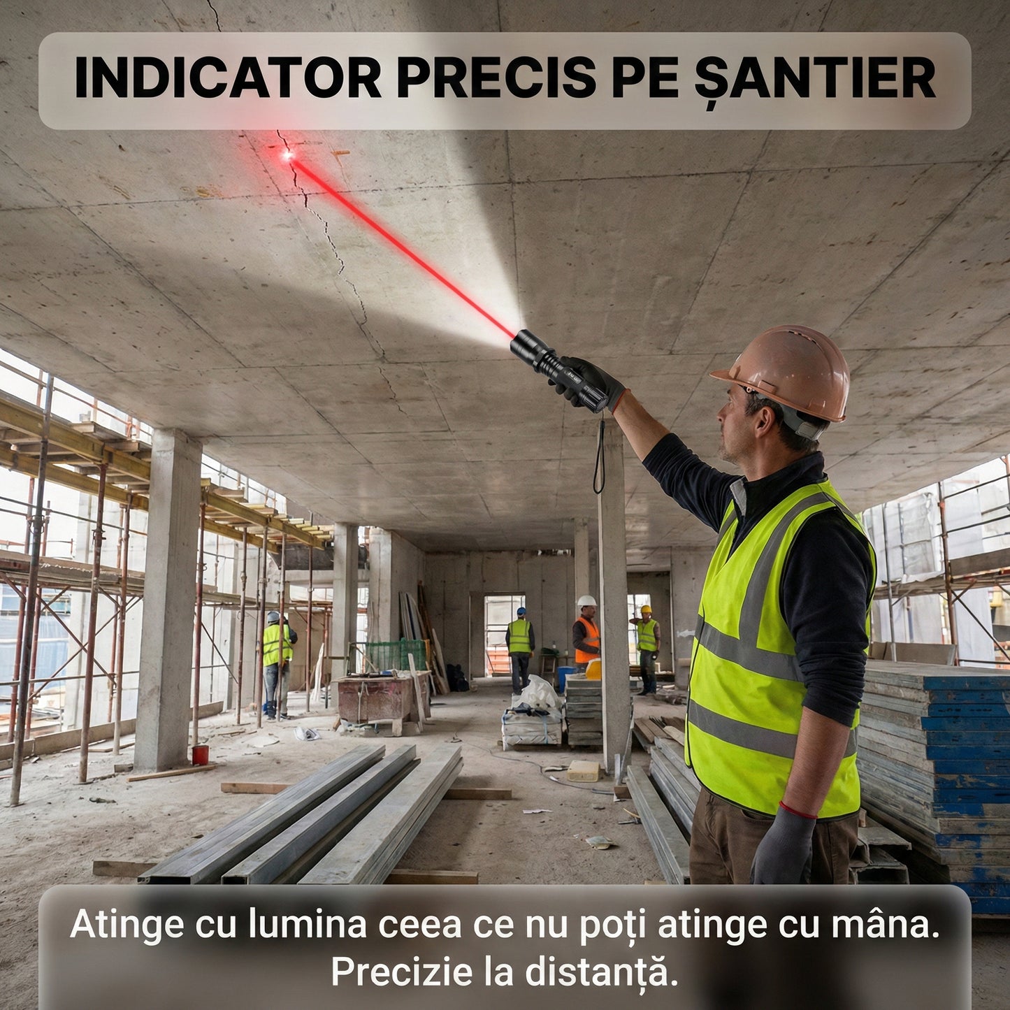 Lanternă LED de Mână Multifuncțională 3-în-1 cu Laser Roșu, Reîncărcabilă, Rezistentă la Șocuri și Apă, Acumulator Inclus
