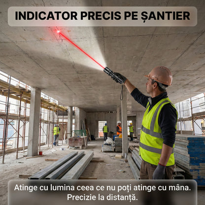 Lanternă LED de Mână Multifuncțională 3-în-1 cu Laser Roșu, Reîncărcabilă, Rezistentă la Șocuri și Apă, Acumulator Inclus