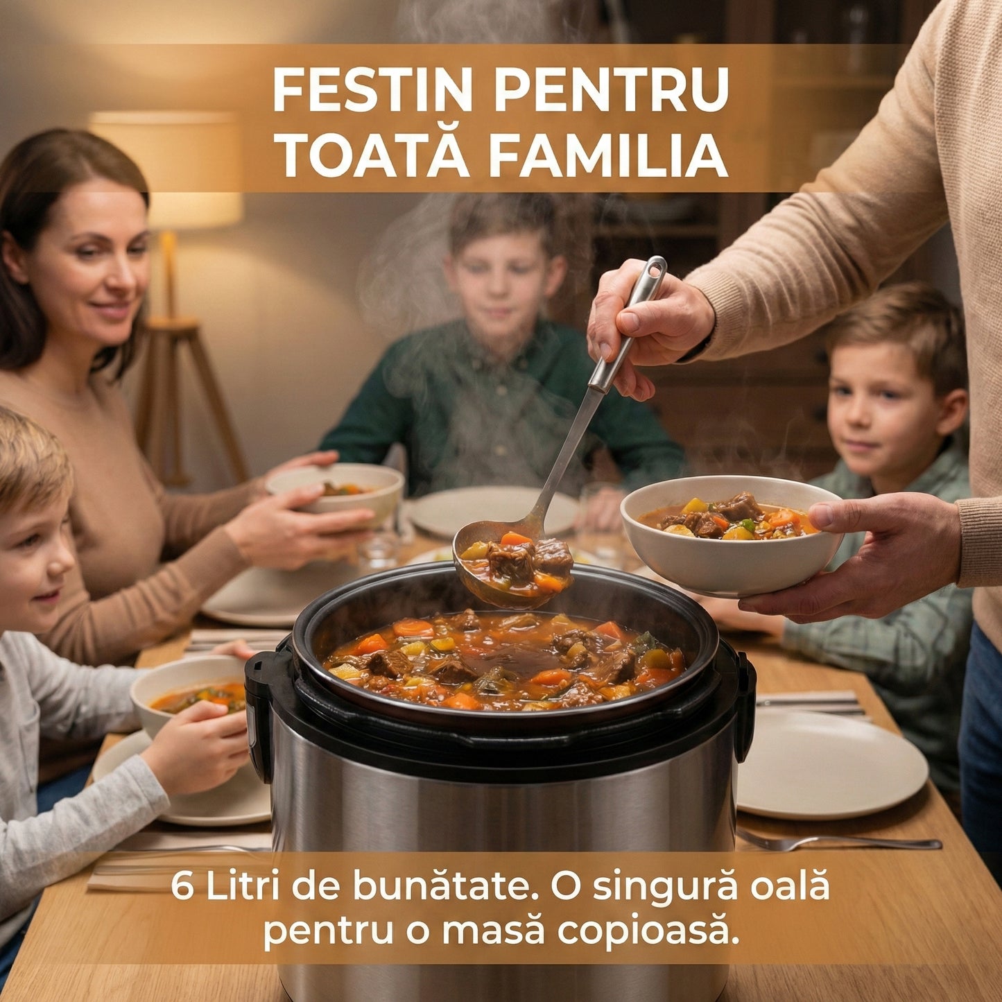 Multicooker Electric Digital R.166, 6L, 900W, Timer 24H, Vas Antiaderent