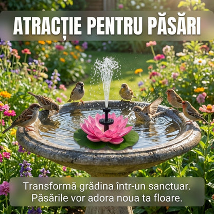 Fântână Solară Arteziană Flotantă Tip Floare de Lotus, Decor Plutitor pentru Iaz și Grădină, IPX68, Ø 17 cm