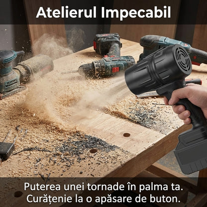 Suflantă Turbo "Jet Fan" Portabilă - Putere 550g, Uscare Auto & Curățare Zăpadă + 2 Acumulatori 48v