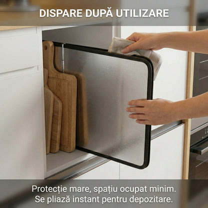 Panou Protecție Anti-Stropire Aragaz cu 4 Laturi, Pliabil, Fier Galvanizat, 77 x 30 cm