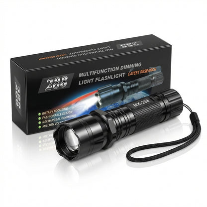 Lanternă LED de Mână Multifuncțională 3-în-1 cu Laser Roșu, Reîncărcabilă, Rezistentă la Șocuri și Apă, Acumulator Inclus