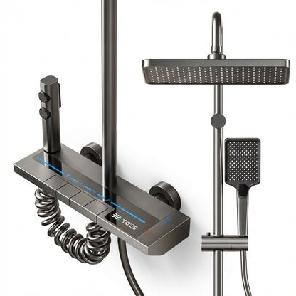 Set de Duș Digital din Aluminiu Spațial cu Afișaj LED, Taste Tip Pian și Iluminare Ambientală