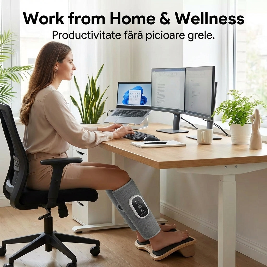 Aparat de Masaj Portabil pentru Gambe și Brațe - Compresie Aer 360°, Încălzire & 3 Moduri Relaxare