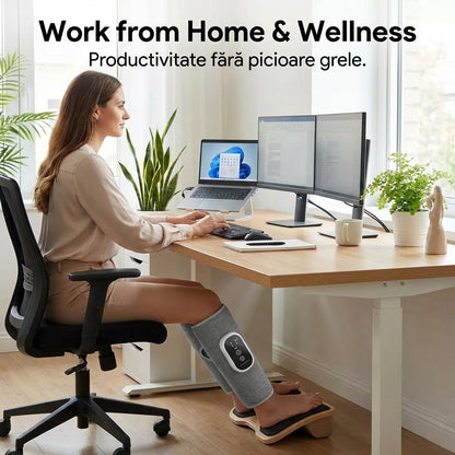 Aparat de Masaj Portabil pentru Gambe și Brațe - Compresie Aer 360°, Încălzire & 3 Moduri Relaxare