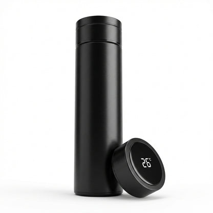 Termos Smart 500ml cu Afișaj LED pentru Temperatură, Oțel Inoxidabil SUS 304, Izolație Vacuum, Filtru Ceai, Negru
