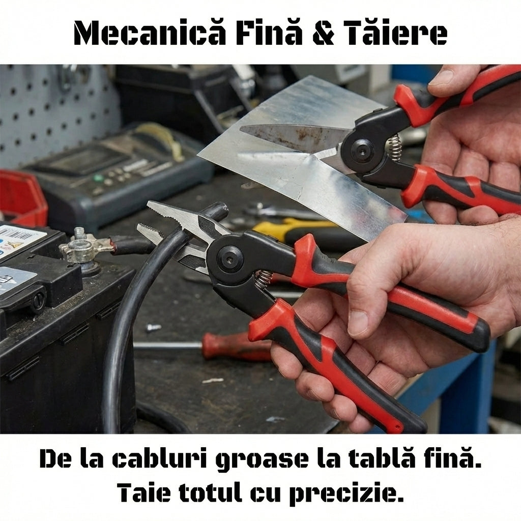 Trusă Clește Multifuncțional 5-în-1 cu Capete Interschimbabile - Dezizolat, Sertizat, Tăiat & Foarfecă (Oțel Carbon)