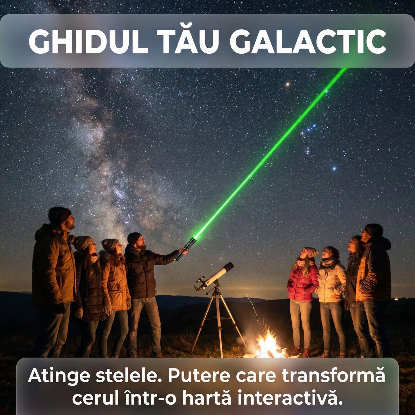 Laser Verde 3D Profesional cu Rază 10 km, Zoom Reglabil, Filtru Caleidoscopic, Acumulator 4500mAh și Încărcător Inclus