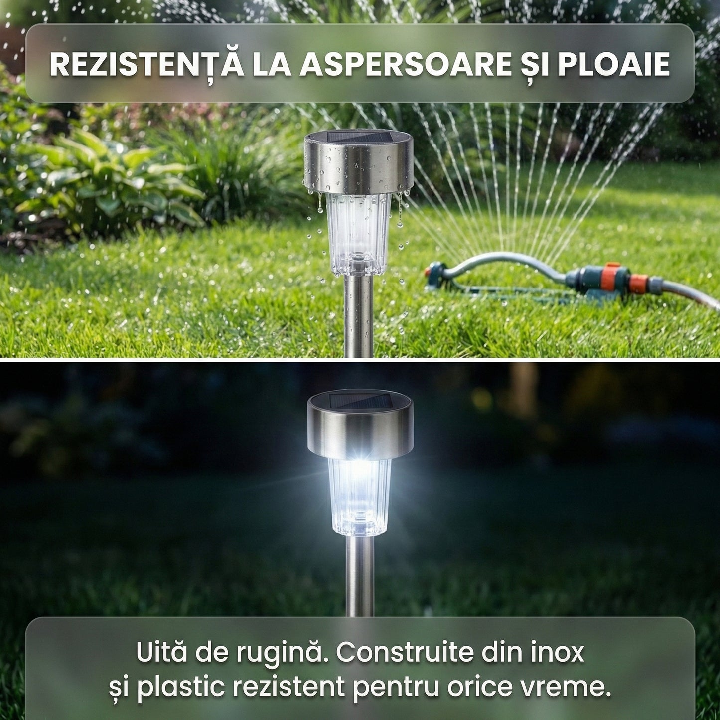 Set 12 Lămpi Solare LED de Grădină din Inox, Lumină Rece 6500K, Impermeabile IP44, Montare în Sol