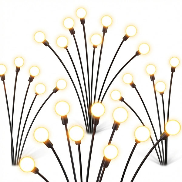 Set 4 Lămpi Solare de Grădină "Firefly" cu 8 LED-uri, Efect de Licurici Dansatori, Lumină Caldă, IP65
