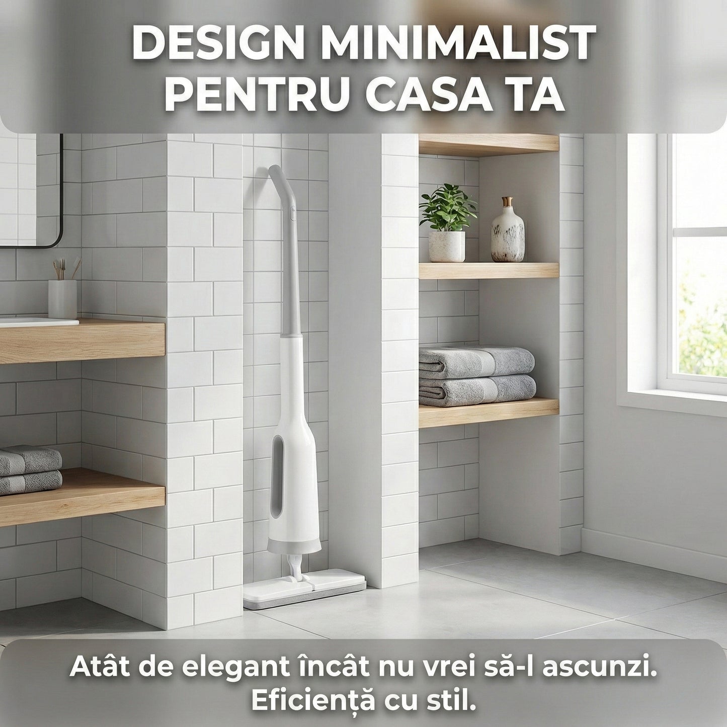 Mop cu Cap Dreptunghiular Family Helper, Sistem de Stoarcere Integrat, Rotire 180°, Lavetă Inclusă, Gri