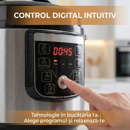 Multicooker Electric Digital R.166, 6L, 900W, Timer 24H, Vas Antiaderent