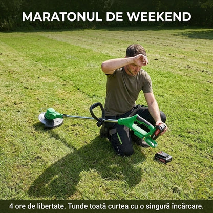 Motocoasă Electrică cu 2 Acumulatori 48V (4000mAh) - Autonomie 4 Ore, Tăiere 300mm & Greutate Redusă (1.2kg)