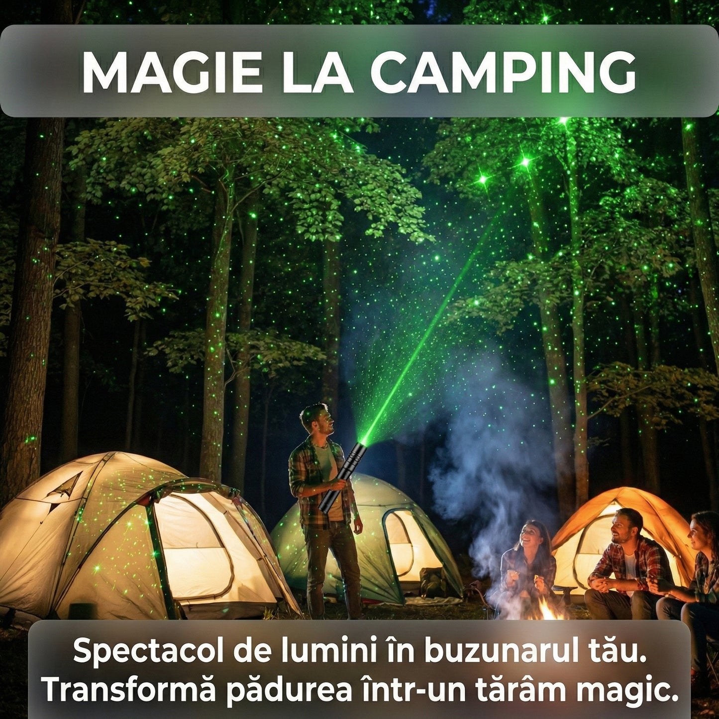 Laser Verde 3D Profesional cu Rază 10 km, Zoom Reglabil, Filtru Caleidoscopic, Acumulator 4500mAh și Încărcător Inclus