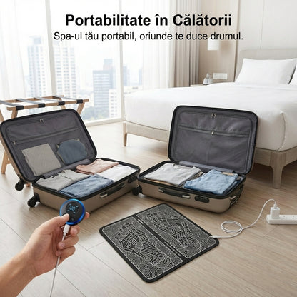 Covor de Masaj EMS pentru Picioare - Stimulare Musculară Electrică cu 8 Moduri & 19 Intensități, Încărcare USB