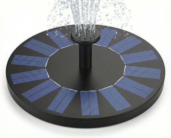 Fântână Solară Artezină Flotantă pentru Grădină și Iaz, Pompă Automată 1.4W, Diametru 16cm, Negru