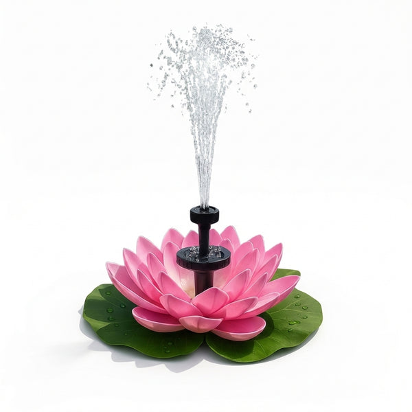 Fântână Solară Arteziană Flotantă Tip Floare de Lotus, Decor Plutitor pentru Iaz și Grădină, IPX68, Ø 17 cm