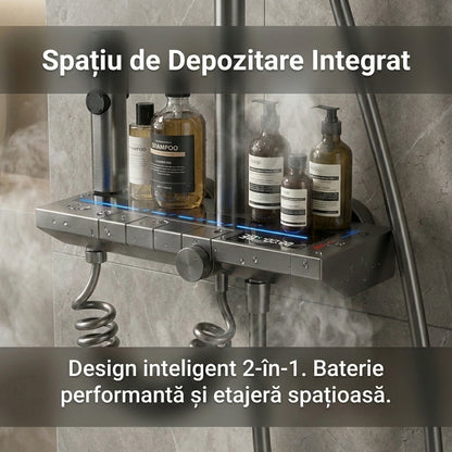 Set de Duș Digital din Aluminiu Spațial cu Afișaj LED, Taste Tip Pian și Iluminare Ambientală