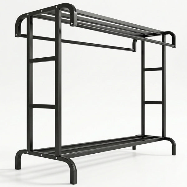 Stender Metalic Vertical pentru Haine și Uscare, Cadru Solid Îngroșat, 150x70x50 cm, Negru