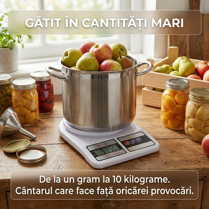 Cântar Electronic de Bucătărie de Înaltă Precizie, 10kg, Funcție Tara, Afișaj Digital LCD