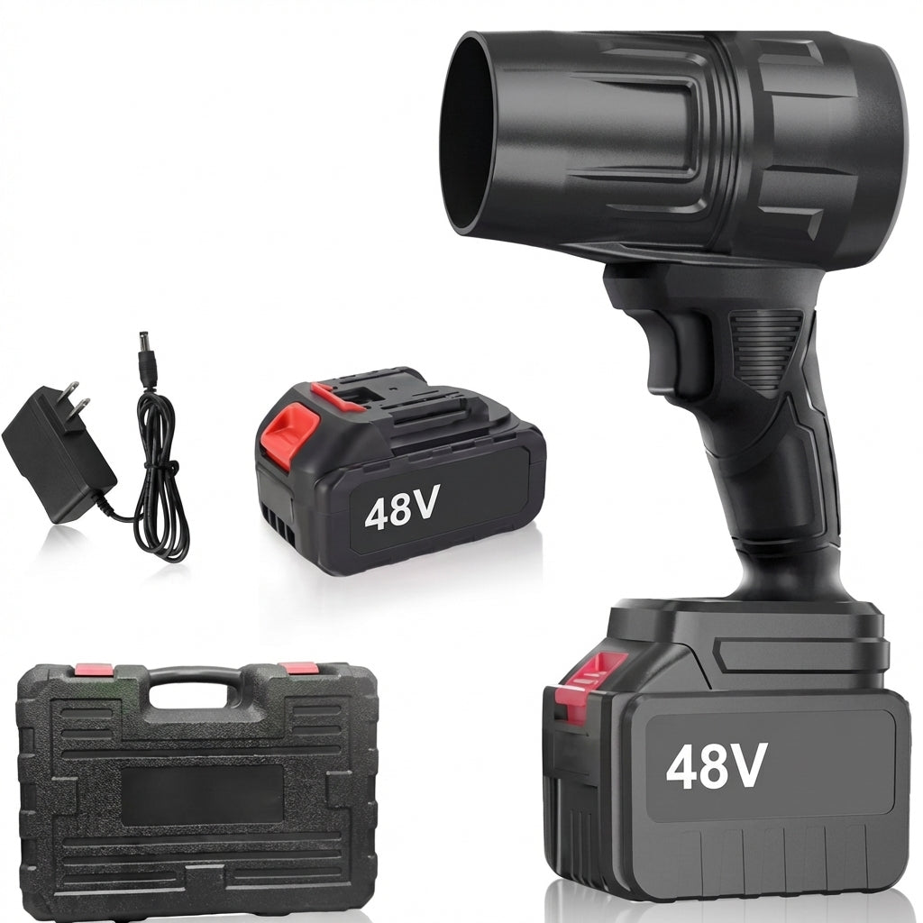 Suflantă Turbo "Jet Fan" Portabilă - Putere 550g, Uscare Auto & Curățare Zăpadă + 2 Acumulatori 48v