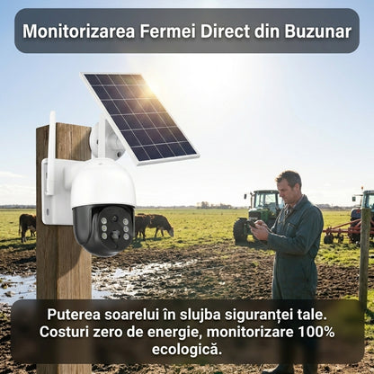 Cameră Supraveghere Solară 4G LTE, Vedere Nocturnă, Senzor de Mișcare AI, Comunicare Bidirecțională