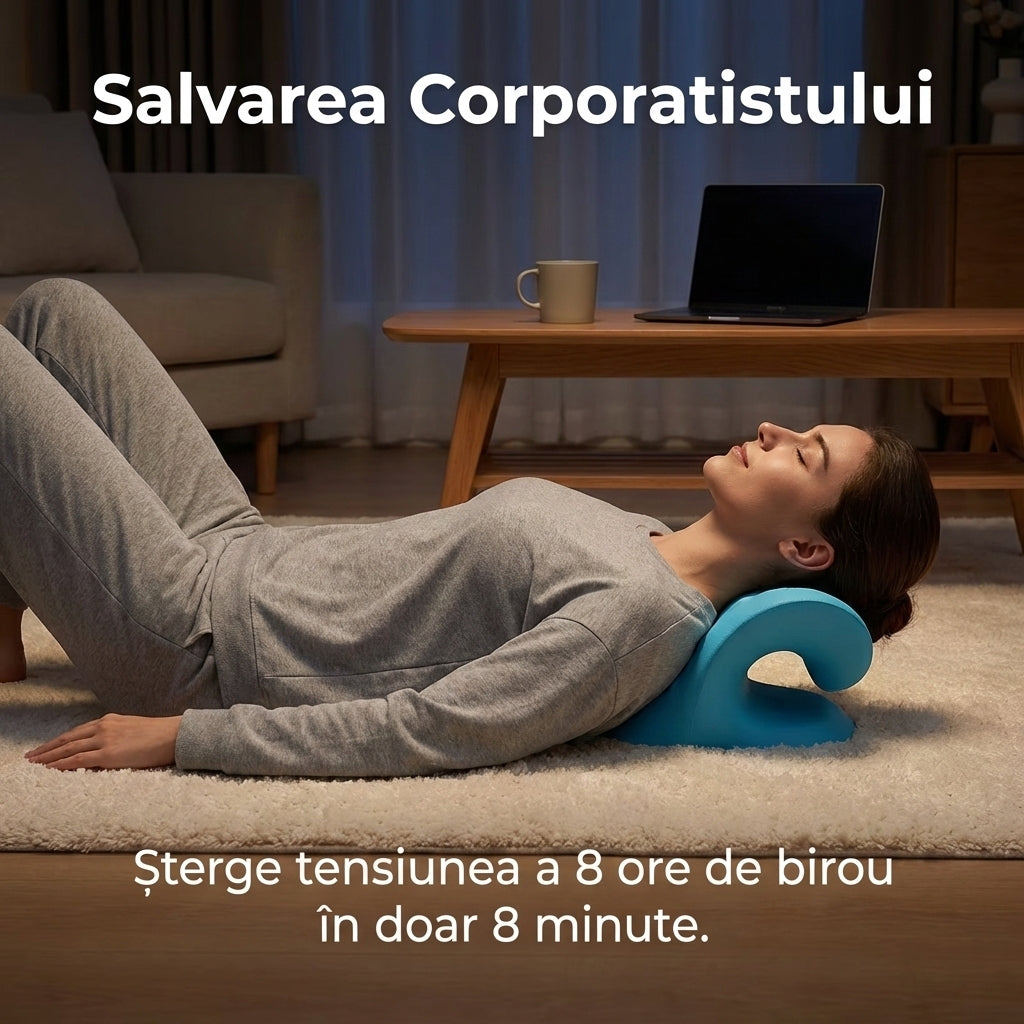 Dispozitiv Chiropractic de Tracțiune Cervicală (Tip C) - Pernă Relaxare Gât & Corectare Postură în 8 Minute