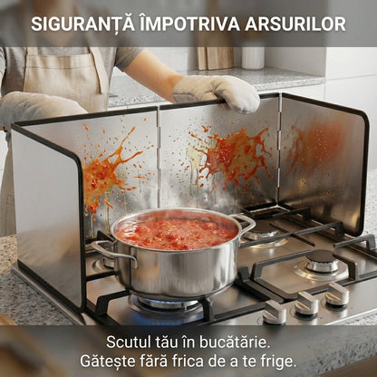 Panou Protecție Anti-Stropire Aragaz cu 4 Laturi, Pliabil, Fier Galvanizat, 77 x 30 cm