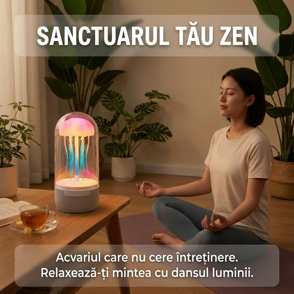 Lampă Meduză Dansatoare cu Boxă Bluetooth, 7 Culori LED, Reîncărcabilă, Veioză Atmosferică pentru Relaxare