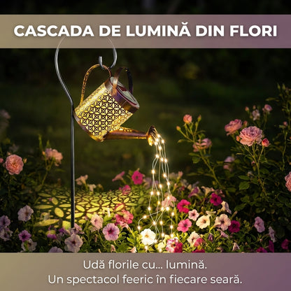 Lampă Solară Decorativă Tip Stropitoare din Fier Forjat, 36 LED-uri cu Efect de Curgere a Apei, Înălțime 82 cm