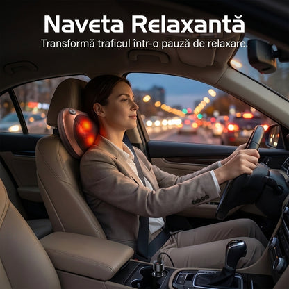 Pernă de Masaj Shiatsu cu Încălzire & 3 Viteze - Masaj Cervical și Lombar pentru Casă și Auto