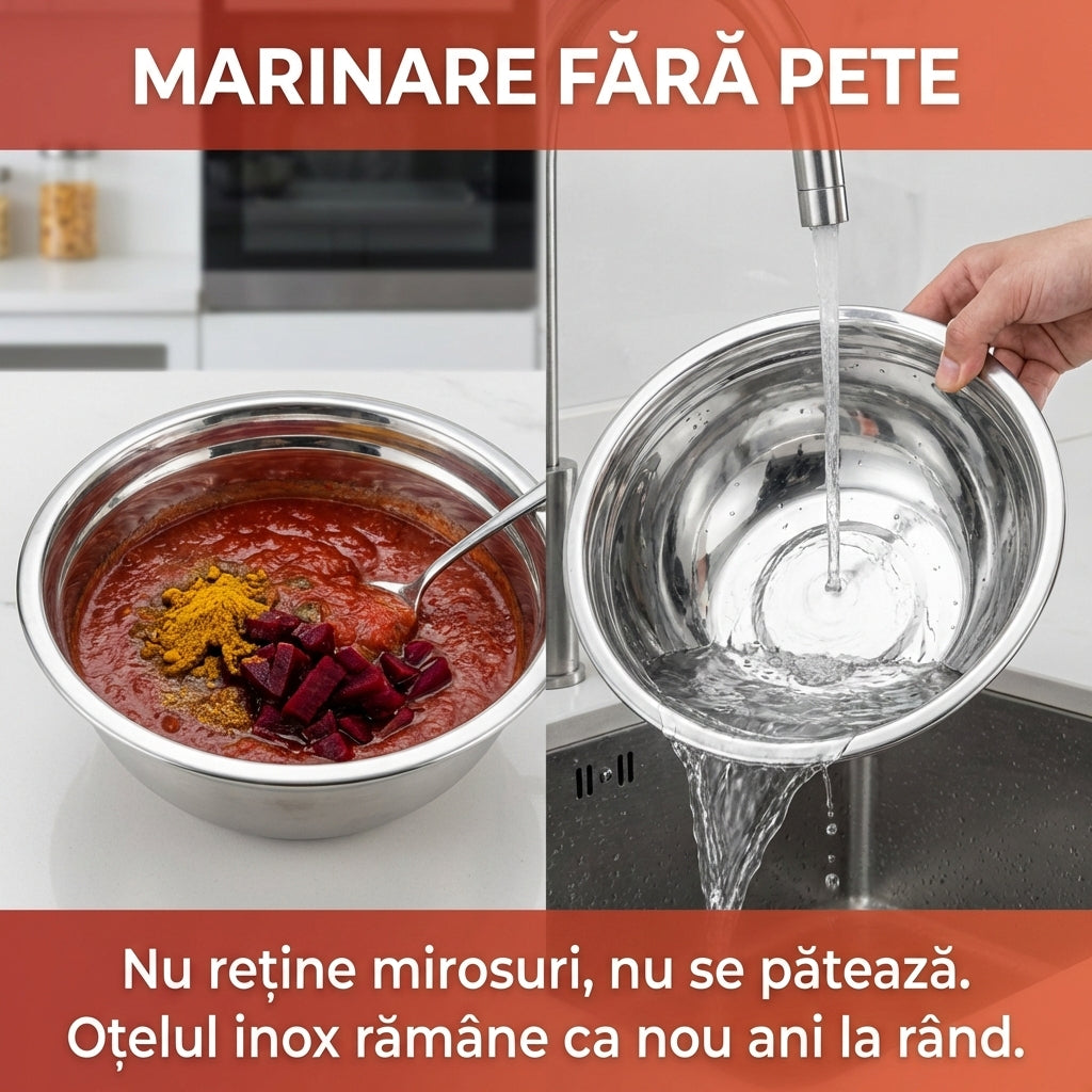 Set 5 Boluri din Inox cu Capac pentru Depozitare Alimente, Organizare Frigider și Călătorii, Stivuibile