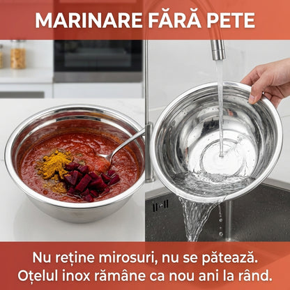 Set 5 Boluri din Inox cu Capac pentru Depozitare Alimente, Organizare Frigider și Călătorii, Stivuibile