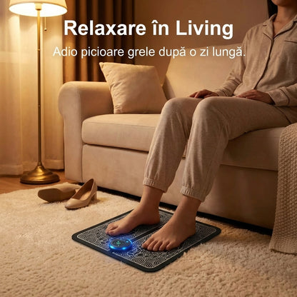 Covor de Masaj EMS pentru Picioare - Stimulare Musculară Electrică cu 8 Moduri & 19 Intensități, Încărcare USB