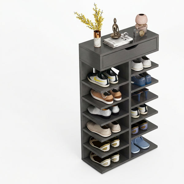 Pantofar Vertical Premium cu 7 Etaje din PAL, Design Modern Lemn , Capacitate 21 Perechi