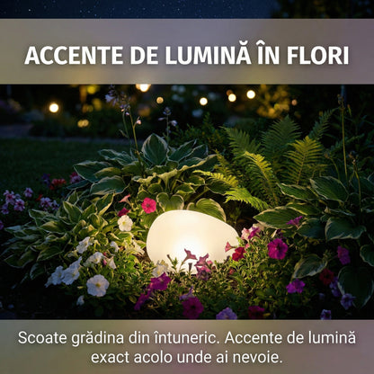 Lampă Solară de Grădină Tip Piatră "Cobblestone", LED Decorativ, Senzor Crepuscular, Fără Fire, Aspect Natural