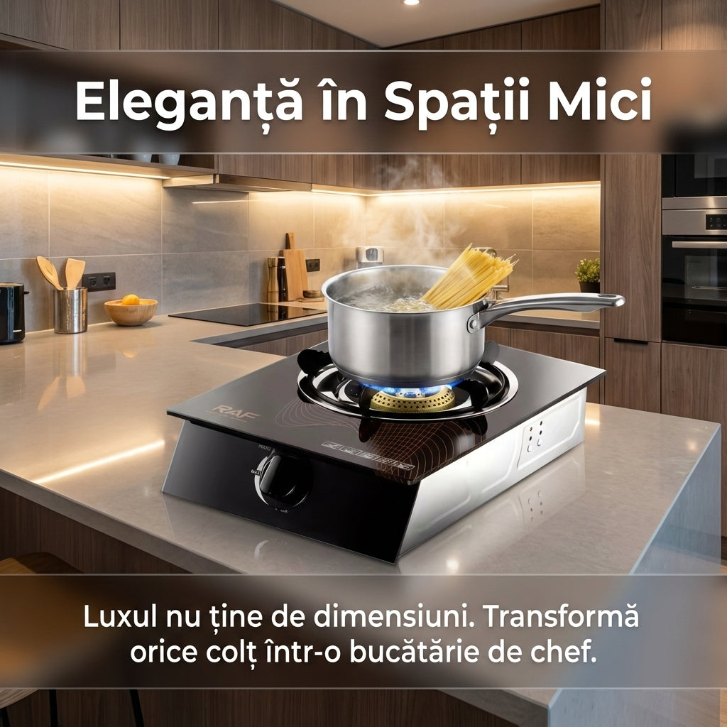 Aragaz de Masă pe Gaz 1 Ochi, Panou din Sticlă Securizată, Aprindere Electronică