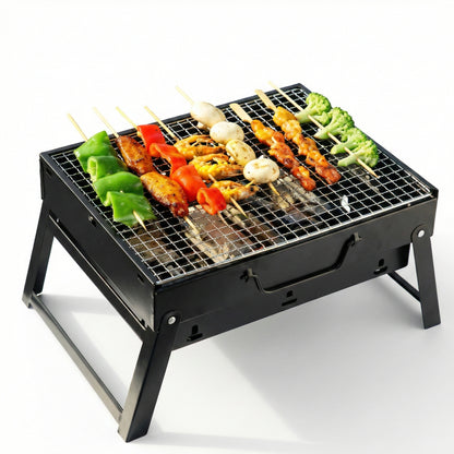Grătar Portabil Pliabil Tip Valiză (Diplomat) - Grill Inox, Accesorii Incluse & Dimensiuni 44x27cm