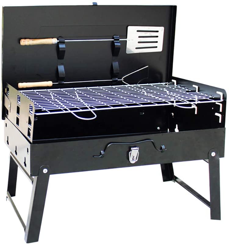 Grătar portabil pliabil tip Diplomat, grill din inox, accesorii incluse, 27x6x44 cm