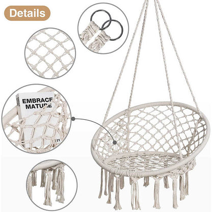 Leagăn Suspendat cu Franjuri, Bumbac Împletit, 150kg, Interior/Exterior