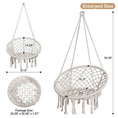 Leagăn Suspendat cu Franjuri, Bumbac Împletit, 150kg, Interior/Exterior