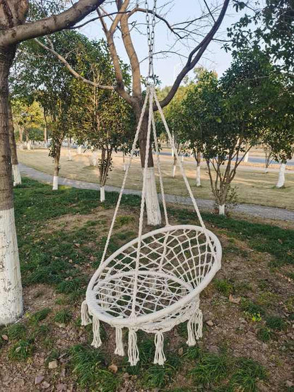 Leagăn Suspendat cu Franjuri, Bumbac Împletit, 150kg, Interior/Exterior