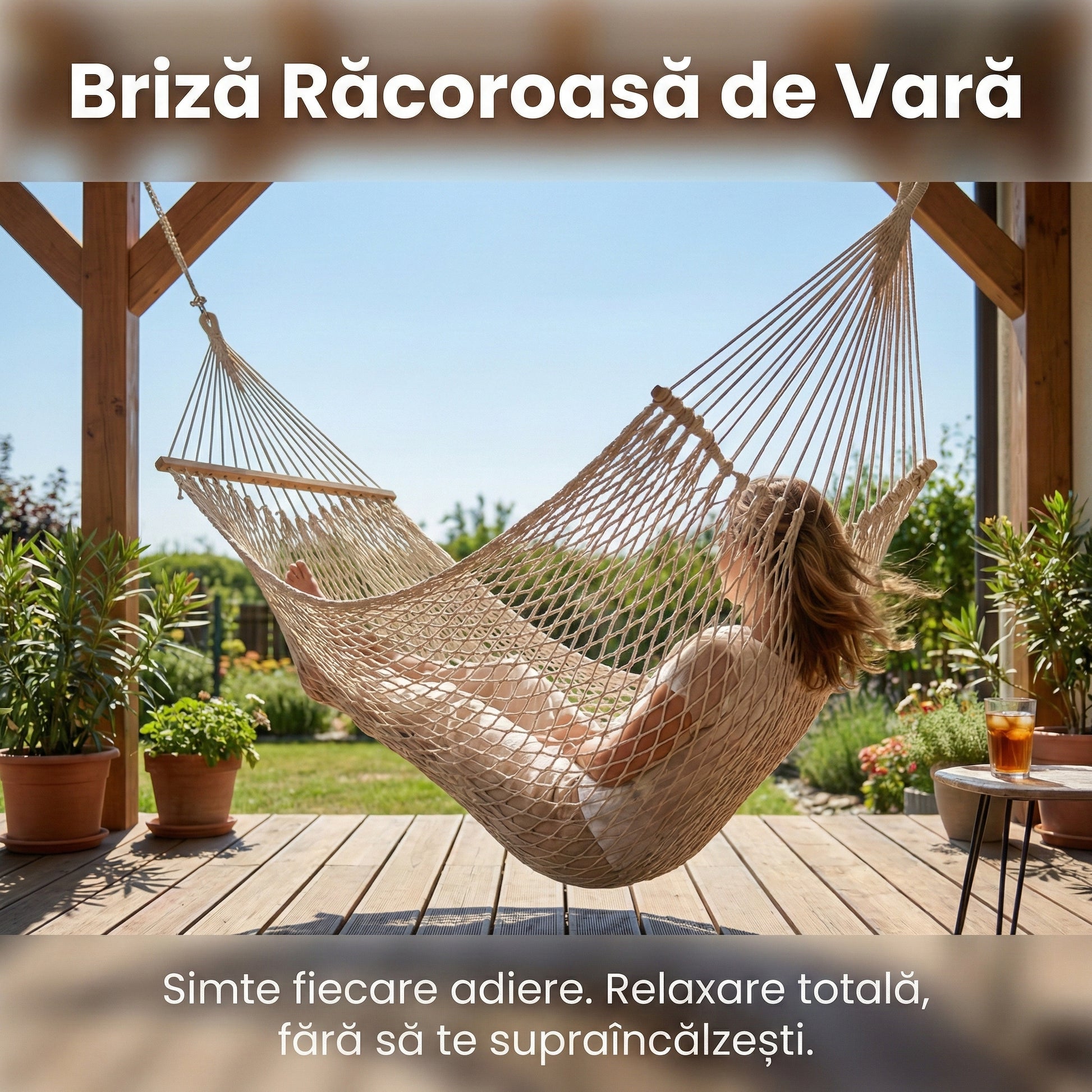 Hamac Brazilian Tip Scaun Suspendat, Bumbac și Poliester, 90x120 cm, Stil Boho, Greutate Maximă 120 kg, Bej