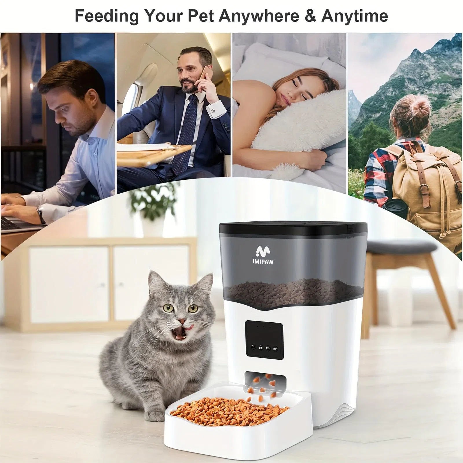 Hrănitor automat pentru animale cu WiFi, 3L, control inteligent prin aplicație, 20 mese pe zi