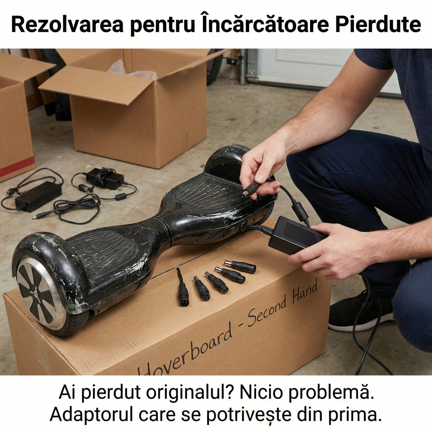Încărcător Universal pentru Trotinete Electrice și E-Bike, 42V 2A, 5 Conectori Interschimbabili, Protecție Scurtcircuit, Negru
