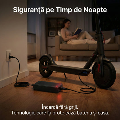Încărcător Universal pentru Trotinete Electrice și E-Bike, 42V 2A, 5 Conectori Interschimbabili, Protecție Scurtcircuit, Negru