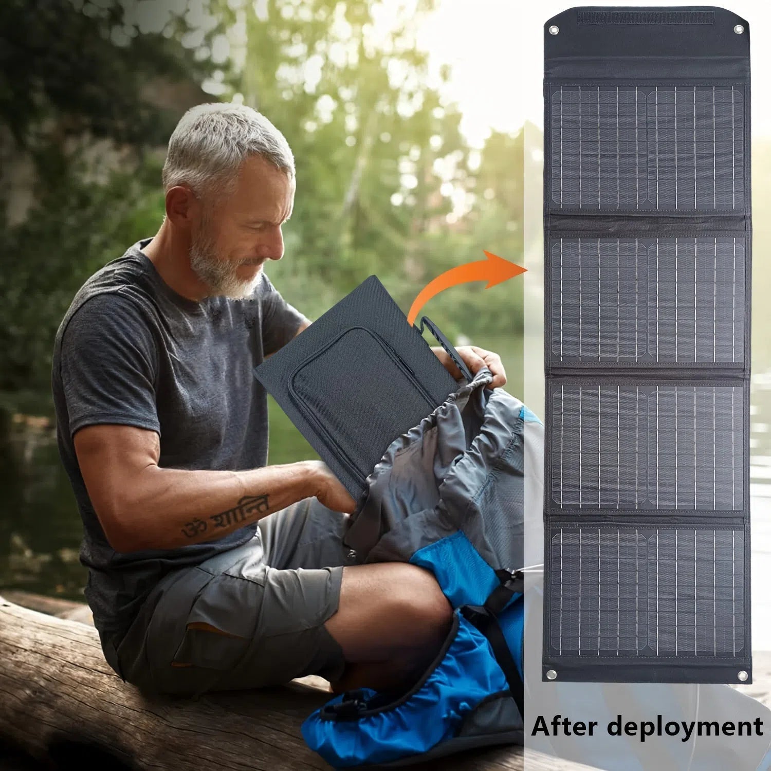 Încărcător solar pliabil de 40W - Baterie solară portabilă cu USB, tip C și ieșire DC