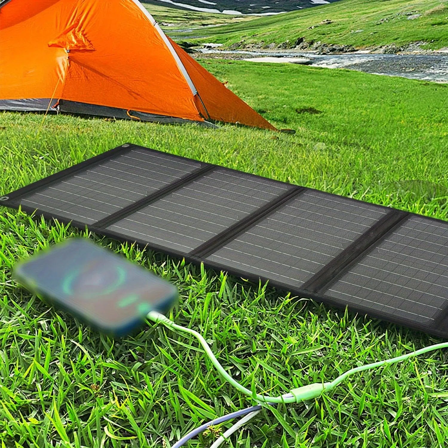 Încărcător solar pliabil de 40W - Baterie solară portabilă cu USB, tip C și ieșire DC